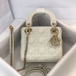 Top Replica Mini Lady Dior bag with white cannage stitching