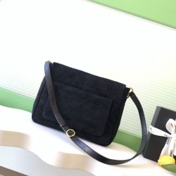 Top Replica Chanel 26c AS5886 quilted suede hobo bag in black