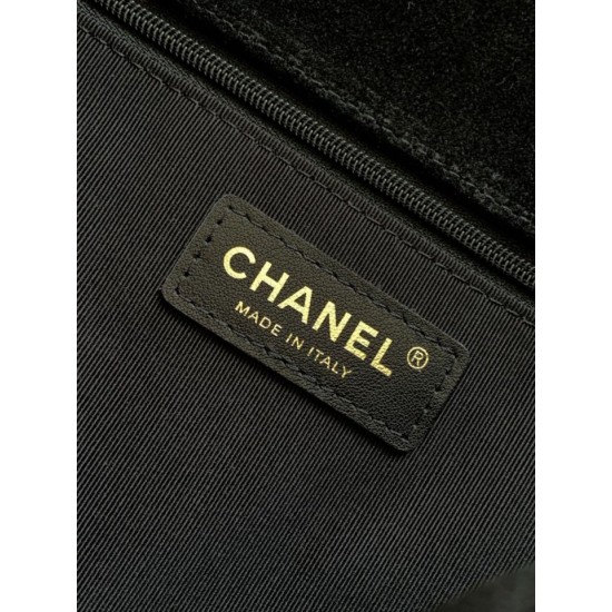 Top Replica Chanel 26c AS5886 quilted suede hobo bag in black