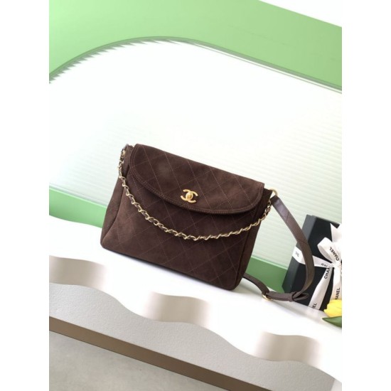 Top Replica Chanel Hobo Bag 26c AS5886 quilted suede bag in brown