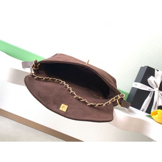 Top Replica Chanel Hobo Bag 26c AS5886 quilted suede bag in brown