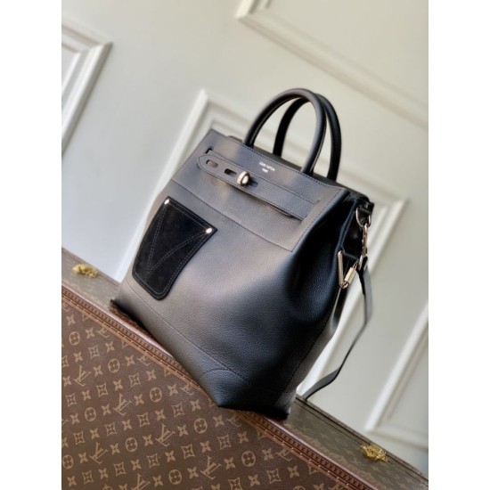 Super Clone Replica Louis Vuitton Steamer 30 Calfskin LV Touch Bag M27061 Black Top Replica Louis Vuitton Steamer 30 Calfskin LV Touch Bag M27061 Black