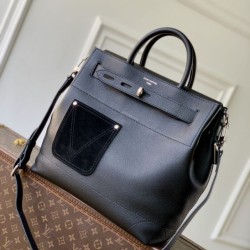 Top Replica Louis Vuitton Steamer 30 Calfskin LV Touch Bag M27061 Black