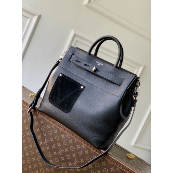 Super Clone Replica Louis Vuitton Steamer 30 Calfskin LV Touch Bag M27061 Black Top Replica Louis Vuitton Steamer 30 Calfskin LV Touch Bag M27061 Black