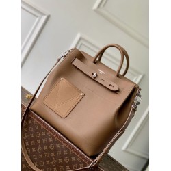 Top Replica Louis Vuitton Steamer 30 Calfskin LV Touch Bag M26758 Brown