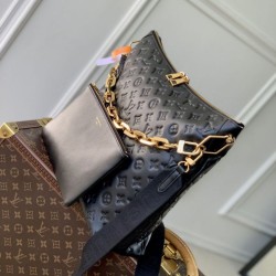 Top Replica Louis Vuitton Coussin Hobo MM Bag Black