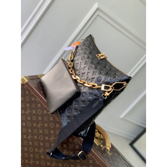 Top Replica Louis Vuitton Coussin Hobo MM Bag Black