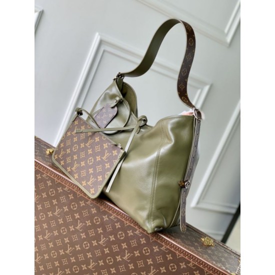 Super Clone Replica Louis Vuitton CarryAll Vibe MM Handbag M14268 Green Top Replica Louis Vuitton CarryAll Vibe MM Handbag M14268 Green