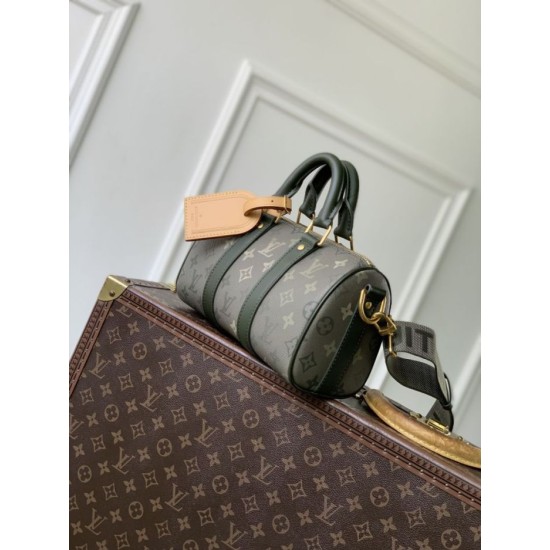Super Clone Replica Louis Vuitton Keepall Bandoulière 25 Bag M26930 Men's Green Top Replica Louis Vuitton Keepall Bandoulière 25 Bag M26930 Men's Green