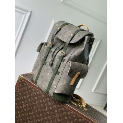 Super Clone Replica Louis Vuitton Christopher MM Backpack for Men M27080 Green Top Replica Louis Vuitton Christopher MM Backpack for Men M27080 Green