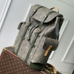 Super Clone Replica Louis Vuitton Christopher MM Backpack for Men M27080 Green Top Replica Louis Vuitton Christopher MM Backpack for Men M27080 Green