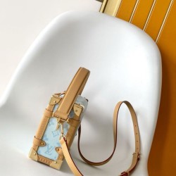 Top Replica Louis Vuitton Side Trunk MM Handbag M27891 Light Blue