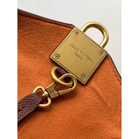 Super Clone Replica Louis Vuitton Low Key Hobo MM Handbag M24856 M15209 Orange Suede Top Replica Louis Vuitton Low Key Hobo MM Handbag M24856 M15209 Orange Suede