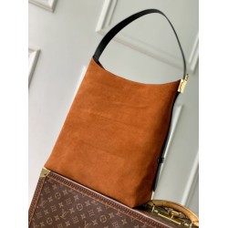 Top Replica Louis Vuitton Low Key Hobo MM Handbag M25516 Black Suede