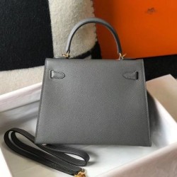 Top Replica Hermes Sellier Kelly Bag 25cm Epsom Dark Gray