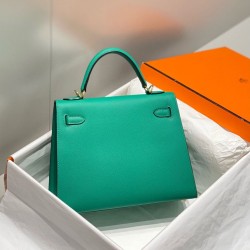 Top Replica Hermes Sellier Kelly Bag 25/28cm Epsom Jade Green