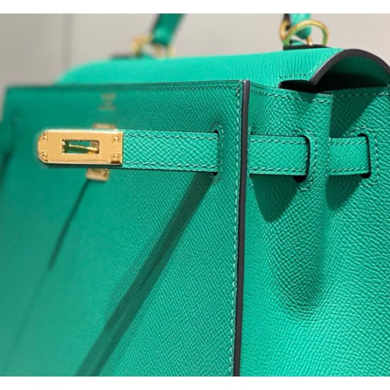 Super Clone Replica Hermes Sellier Kelly Bag 25/28cm Epsom Jade Green Top Replica Hermes Sellier Kelly Bag 25/28cm Epsom Jade Green