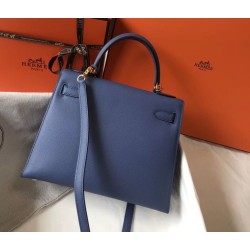 Super Clone Replica Hermes Kelly Bag 28cm Epsom Blue GHW Top Replica Hermes Kelly Bag 28cm Epsom Blue GHW