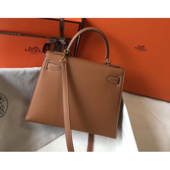 Super Clone Replica Hermes Kelly Bag 28cm Epsom Brown GHW Top Replica Hermes Kelly Bag 28cm Epsom Brown GHW