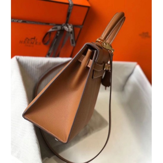 Super Clone Replica Hermes Kelly Bag 28cm Epsom Brown GHW Top Replica Hermes Kelly Bag 28cm Epsom Brown GHW