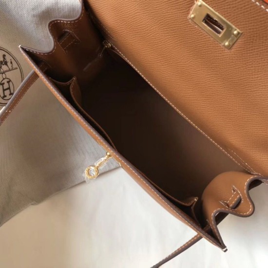 Super Clone Replica Hermes Kelly Bag 28cm Epsom Brown GHW Top Replica Hermes Kelly Bag 28cm Epsom Brown GHW