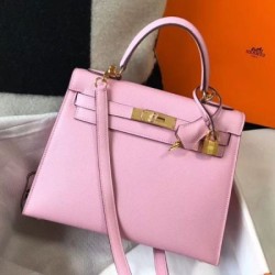 Top Replica Hermes Kelly Bag 28cm Epsom Pink GHW