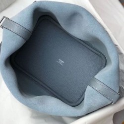 Top Replica Hermes Picotin Lock Tote Bag 18/22 Blue Clemence