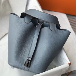 Top Replica Hermes Picotin Lock Tote Bag 18/22 Blue Clemence