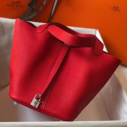 Top Replica Hermes Picotin Lock Tote Bag 18/22 Red Clemence