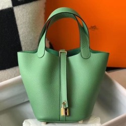 Top Replica Hermes Picotin Lock Tote Bag 18/22 Green Clemence
