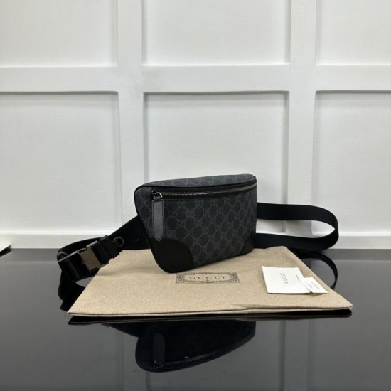 Replica Gucci GG Emblem medium belt bag 821162 Black