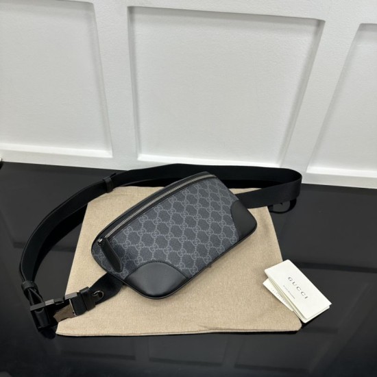 Replica Gucci GG Emblem medium belt bag 821162 Black