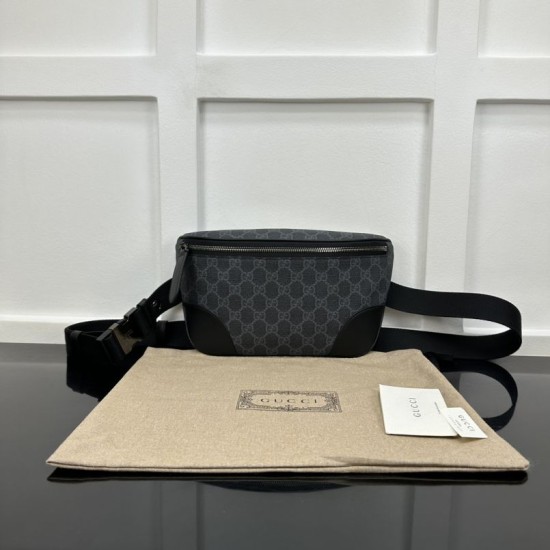 Replica Gucci GG Emblem medium belt bag 821162 Black