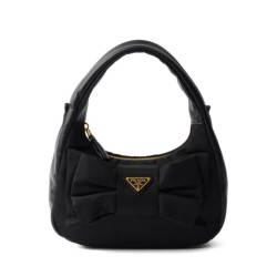 Replica Prada Re-Nylon /Nappa Mini-bag With Bow 1BC241 Black