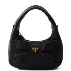 Replica Prada Re-Nylon /Nappa Mini-bag With Bow 1BC241 Black