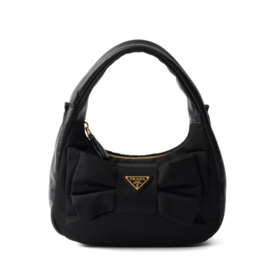 Replica Prada Re-Nylon /Nappa Mini-bag With Bow 1BC241 Black Replica Prada Re-Nylon /Nappa Mini-bag With Bow 1BC241 Black