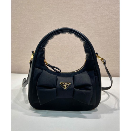 Replica Prada Re-Nylon /Nappa Mini-bag With Bow 1BC241 Black Replica Prada Re-Nylon /Nappa Mini-bag With Bow 1BC241 Black