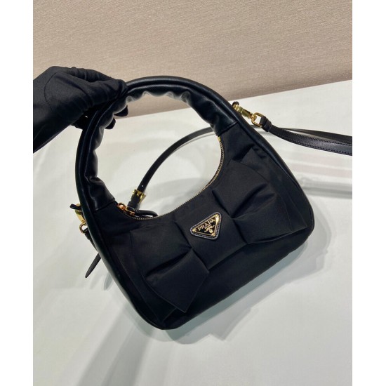 Replica Prada Re-Nylon /Nappa Mini-bag With Bow 1BC241 Black Replica Prada Re-Nylon /Nappa Mini-bag With Bow 1BC241 Black
