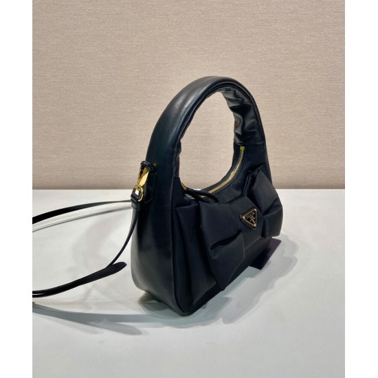 Replica Prada Re-Nylon /Nappa Mini-bag With Bow 1BC241 Black Replica Prada Re-Nylon /Nappa Mini-bag With Bow 1BC241 Black