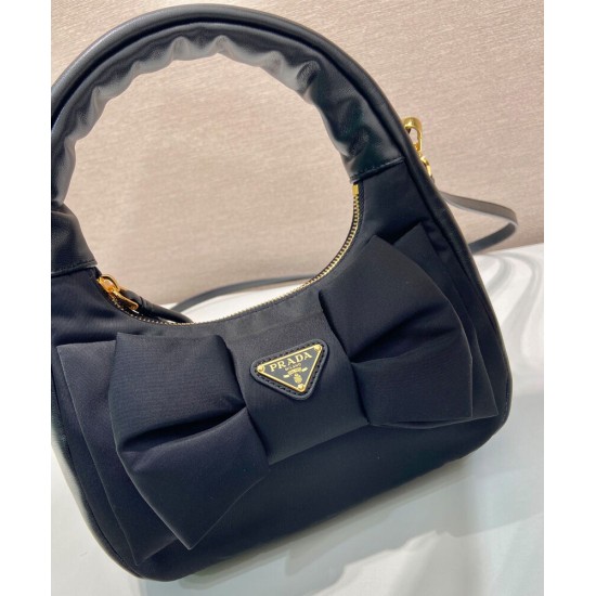 Replica Prada Re-Nylon /Nappa Mini-bag With Bow 1BC241 Black Replica Prada Re-Nylon /Nappa Mini-bag With Bow 1BC241 Black