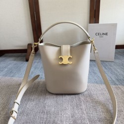 Replica Celine Small/Medium Bucket Louise Bag White Smooth Calfskin
