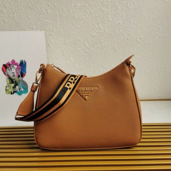 Replica Prada Shoulder Bag Grained Brown Replica Prada Shoulder Bag Grained Brown