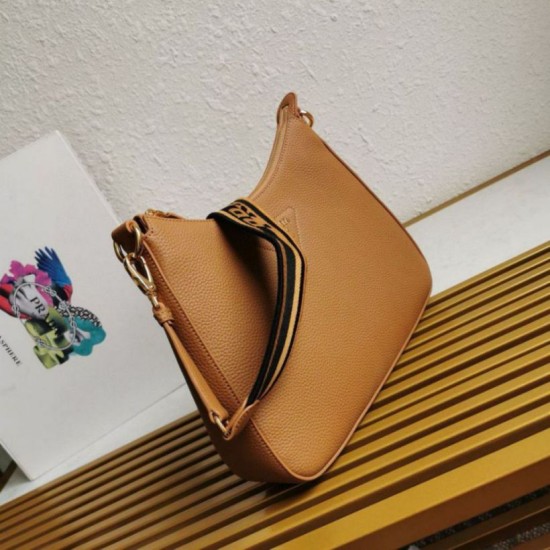 Replica Prada Shoulder Bag Grained Brown Replica Prada Shoulder Bag Grained Brown
