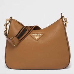 Replica Prada Shoulder Bag Grained Brown