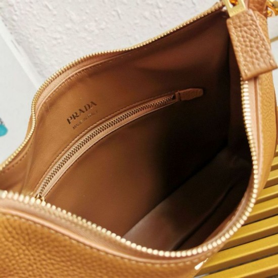 Replica Prada Shoulder Bag Grained Brown Replica Prada Shoulder Bag Grained Brown