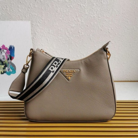 Replica Prada Shoulder Bag Grained Gray Replica Prada Shoulder Bag Grained Gray