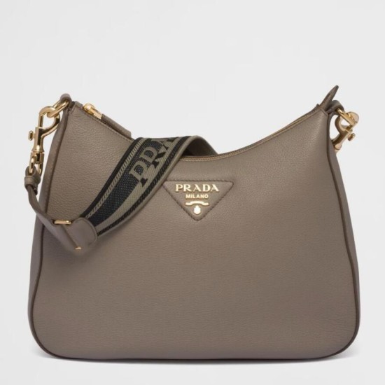 Replica Prada Shoulder Bag Grained Gray Replica Prada Shoulder Bag Grained Gray