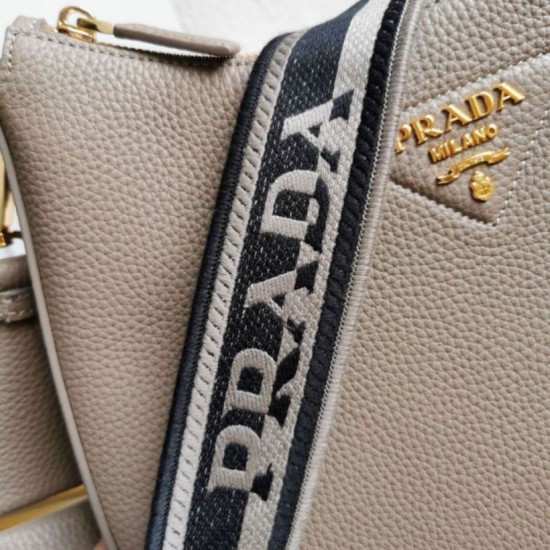 Replica Prada Shoulder Bag Grained Gray Replica Prada Shoulder Bag Grained Gray