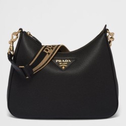Replica Prada Shoulder Bag Grained Black