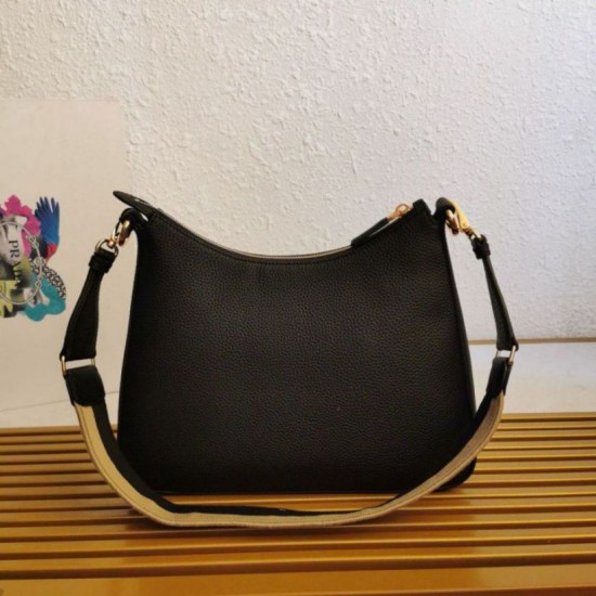 Replica Prada Shoulder Bag Grained Black Replica Prada Shoulder Bag Grained Black